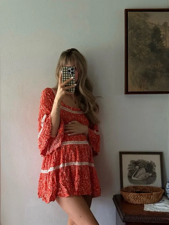 free people floral tunic / mini dress - Picture 4 of 5